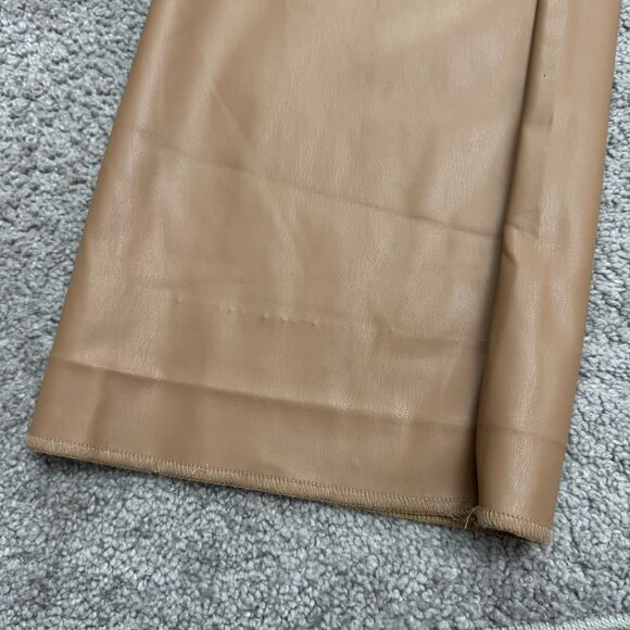 Alexia Admor Faux Leather Trouser Pants Women 9 Tan Camel Straight Leg High Rise - Picture 6 of 16